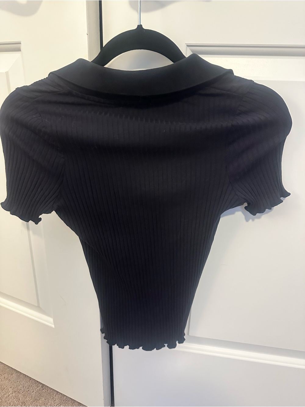 Goldie navy Ribbed Collared Short Sleeve Top - Picture 3 of 5